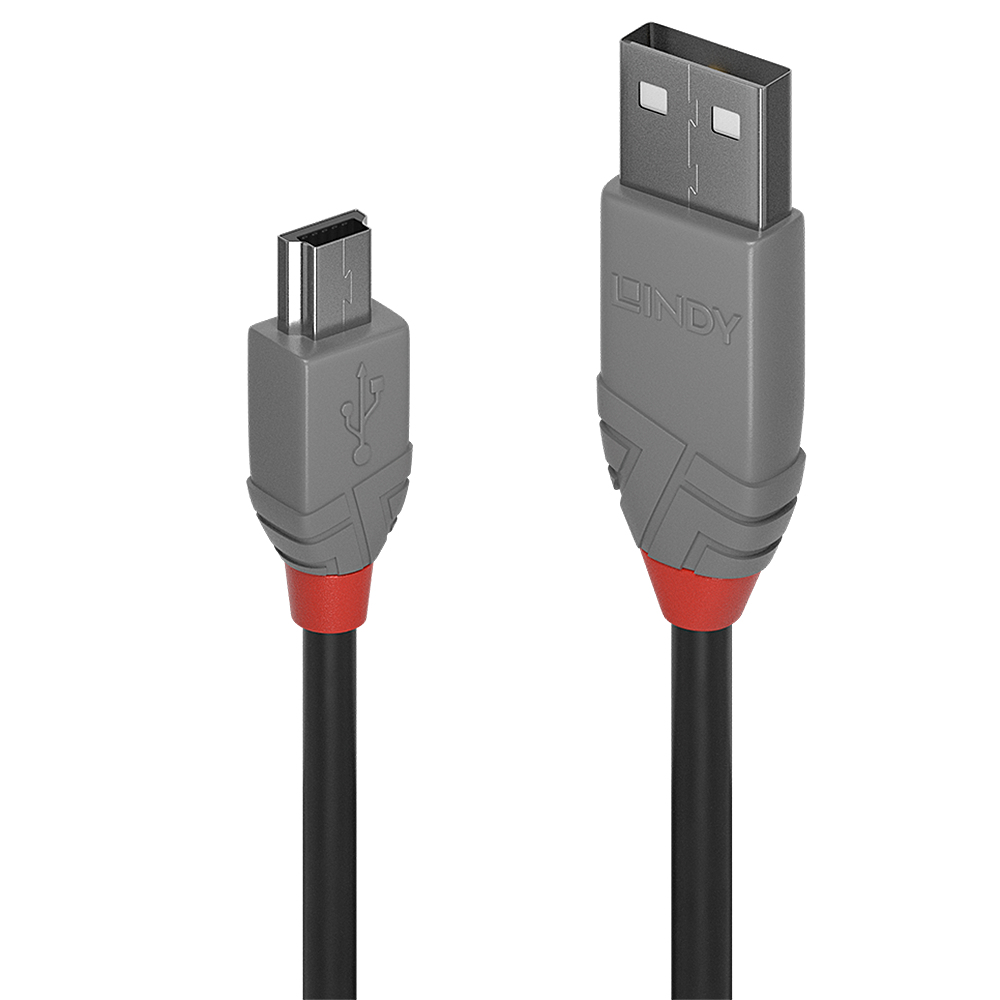 36723 cable USB USB 2.0 2 m USB A Mini-USB B Negro, Gris