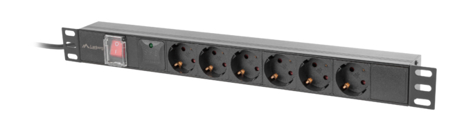 PDU-06F-0200-BK unidad de distribución de energía (PDU) 6 salidas AC 1U Negro