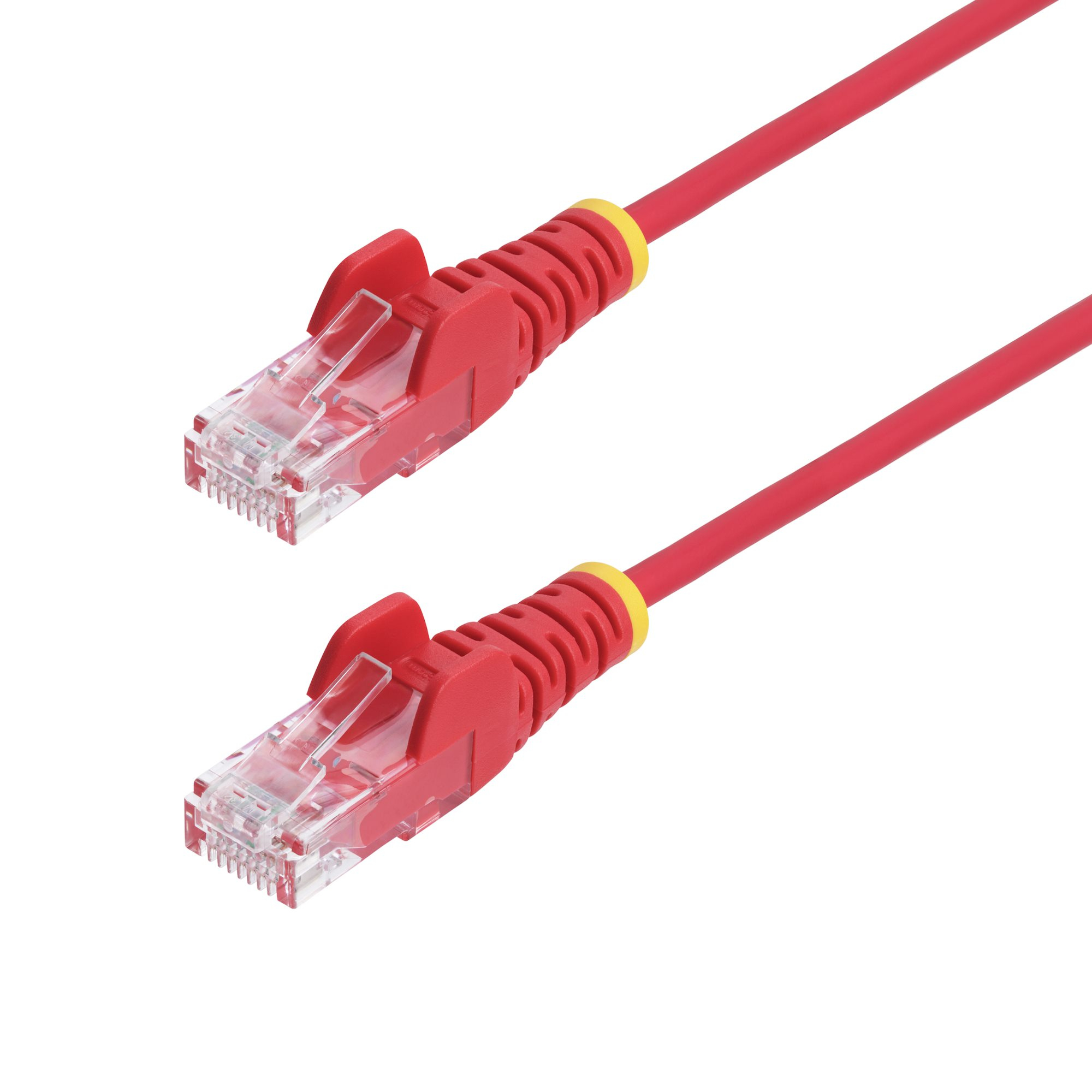 Cable de Red Ethernet CAT6 Delgado sin Enganches Rojo de 2m - Cable RJ45 Snagless Slim 28AWG - Alambre de Cobre Puro - PoE 100W - con Alivios de Tensión - LSZH - Probado con Fluke