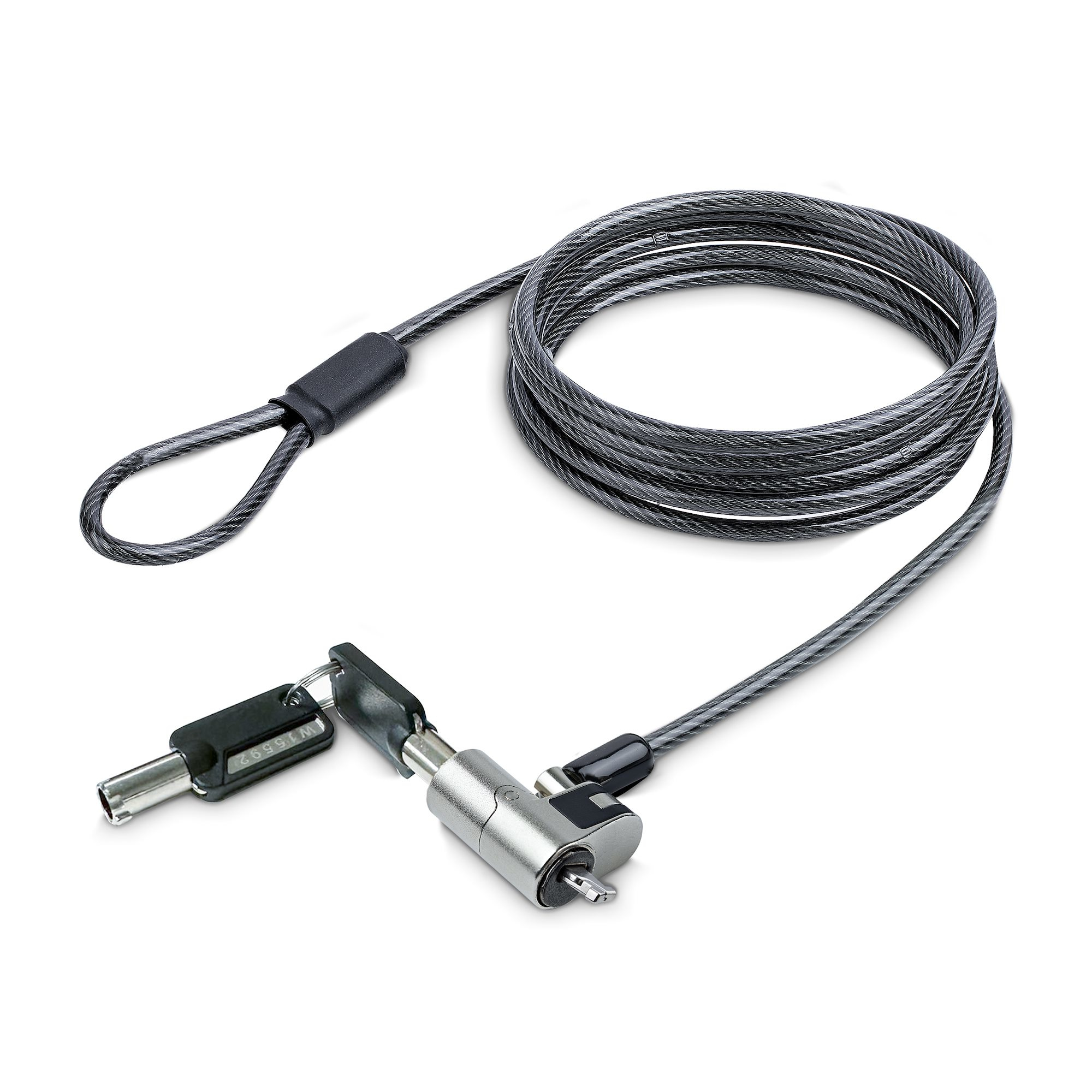 Cable de Seguridad con Candado para Ordenador Portátil - Cable de 2m - con Candado Antirrobo con Llave - con Ranura Nano para Portátiles - Nano Slot - Cable de Acero