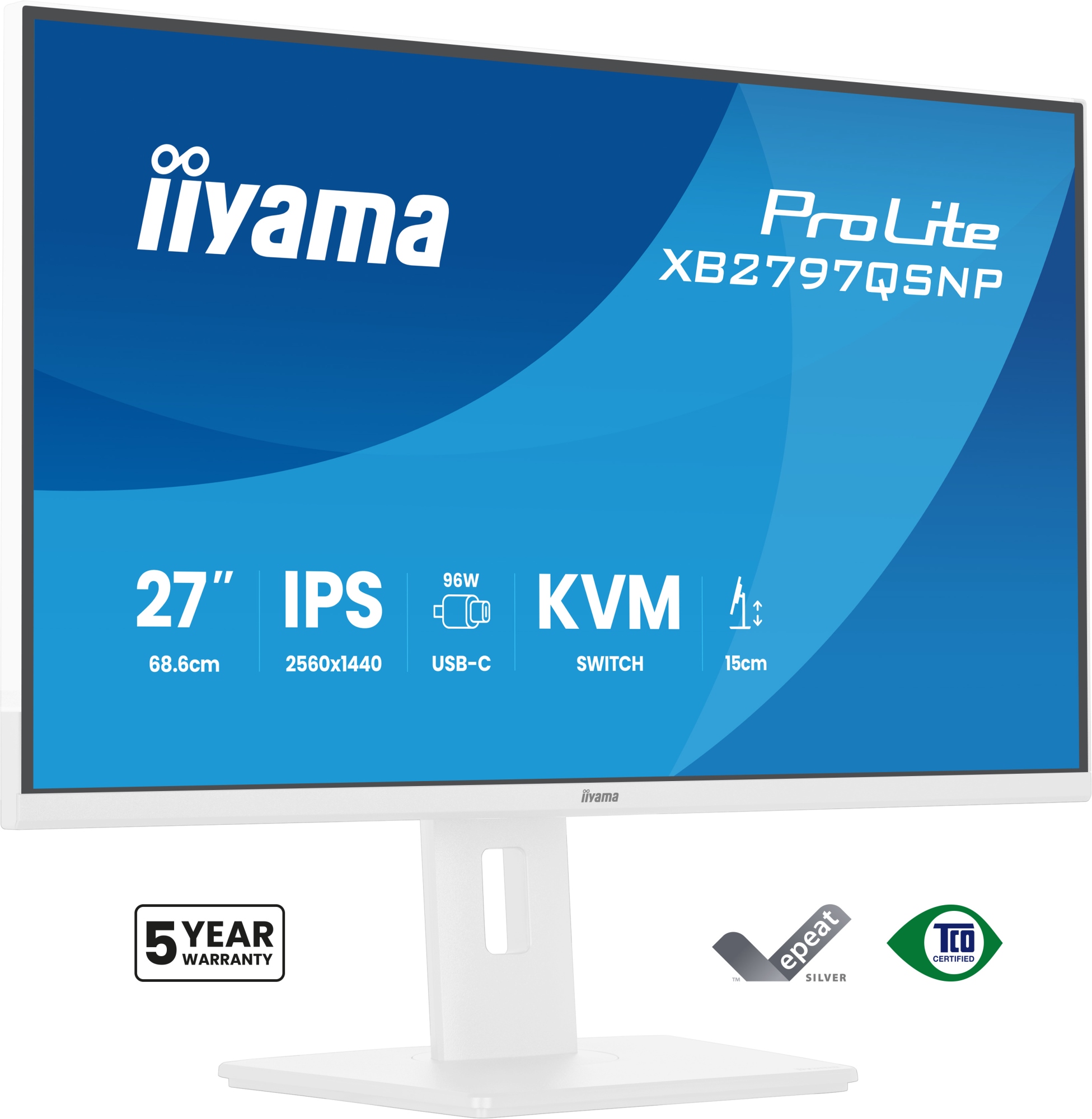 ProLite XB2797QSNP-W1 pantalla para PC 68,6 cm (27") 2560 x 1440 Pixeles Quad HD LCD Blanco
