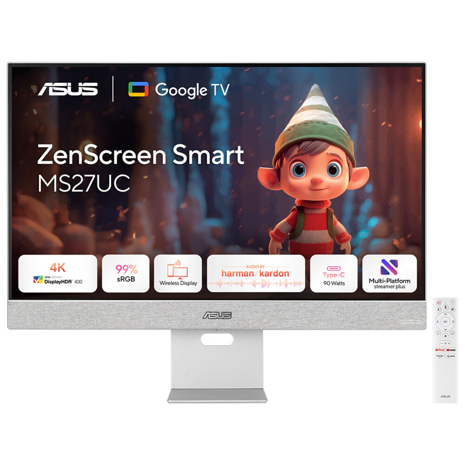 ZenScreen Smart Monitor MS27UC pantalla para PC 68,6 cm (27") 3840 x 2160 Pixeles 4K Ultra HD LCD Gris