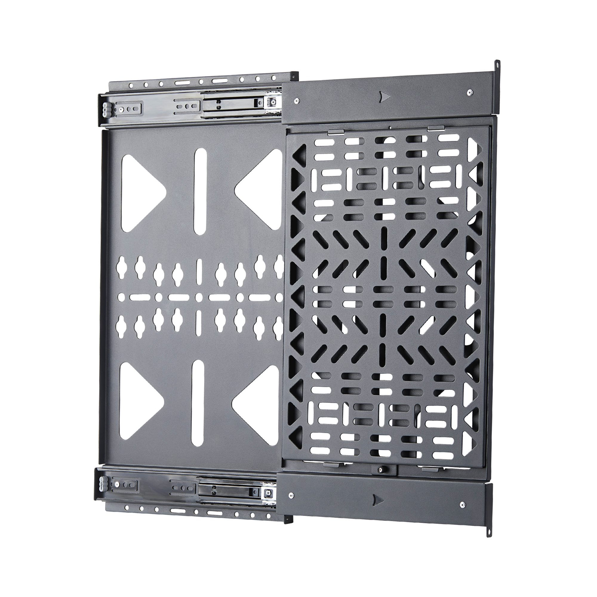 Panel de Almacenamiento Extraíble para Componentes AV - Montaje Multimedia Detrás del TV para Caja de Cables y Accesorios - Hasta 10kg - Diseño Deslizante de Fácil Acceso