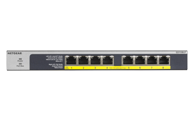 GS108LP No administrado Gigabit Ethernet (10/100/1000) Energía sobre Ethernet (PoE) 1U Negro, Gris