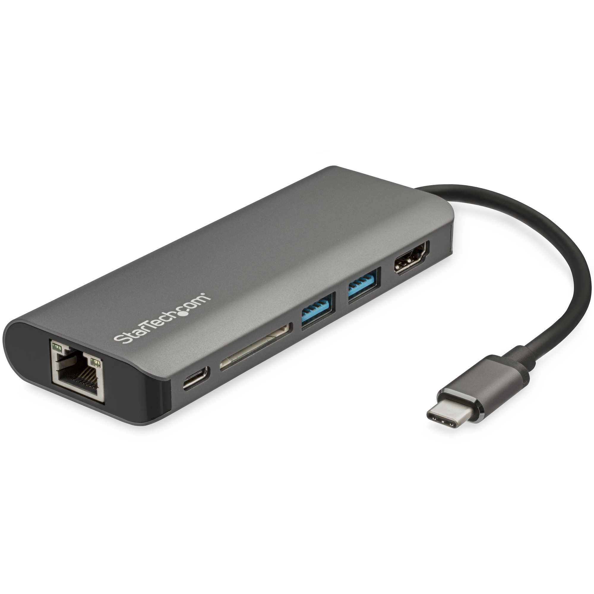 Adaptador Multipuertos USB-C - Docking Station Portátil USB Tipo C a HDMI de 4K - Hub Ladrón USB 3.0 de 2 Puertos - Lector de Tarjetas SD/SDHC - GbE - PD 3.0 de 100W Pass-Through - Mini Dock de Viajes USBC - Thunderbolt 3/USB-C