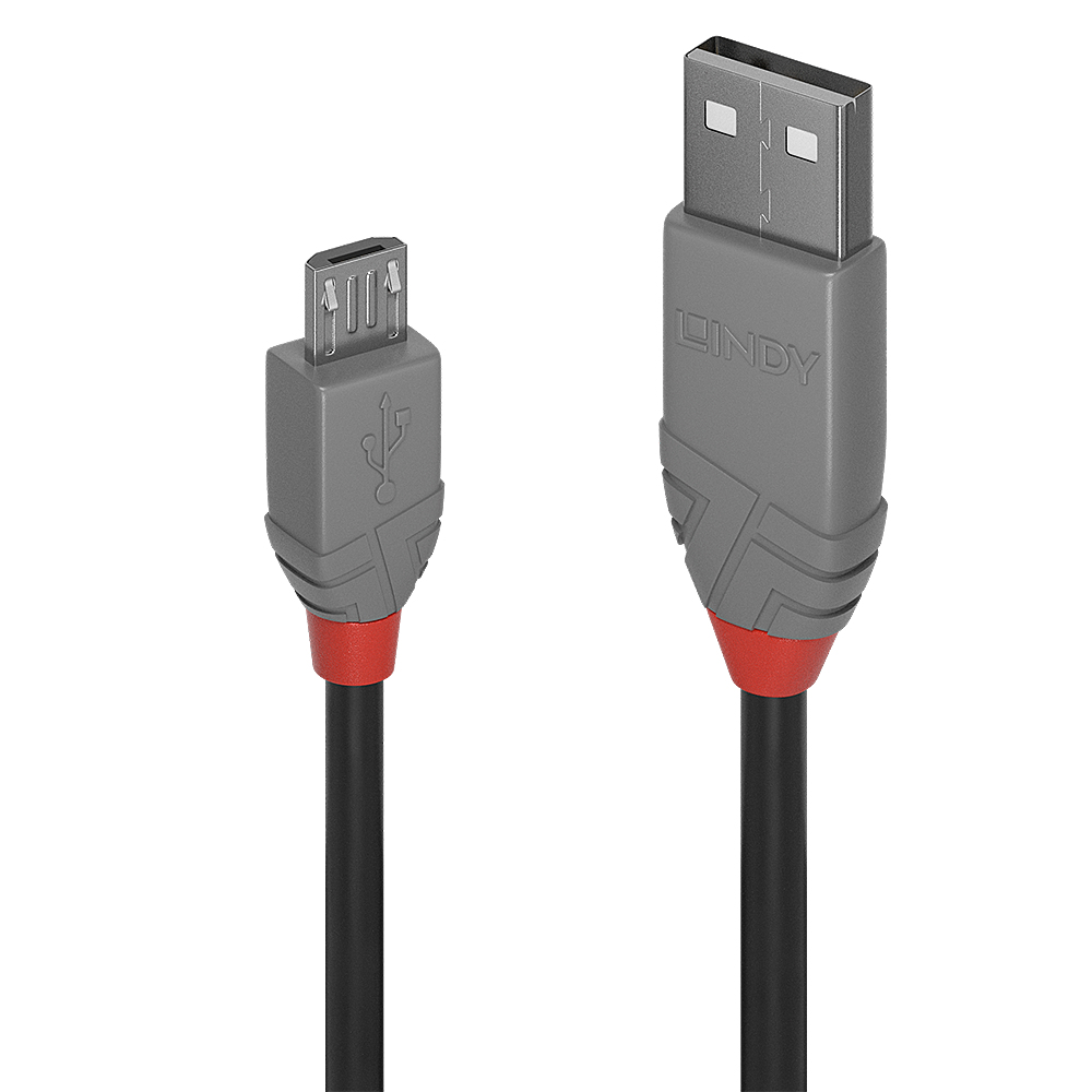 36734 cable USB USB 2.0 3 m USB A Micro-USB B Negro, Gris