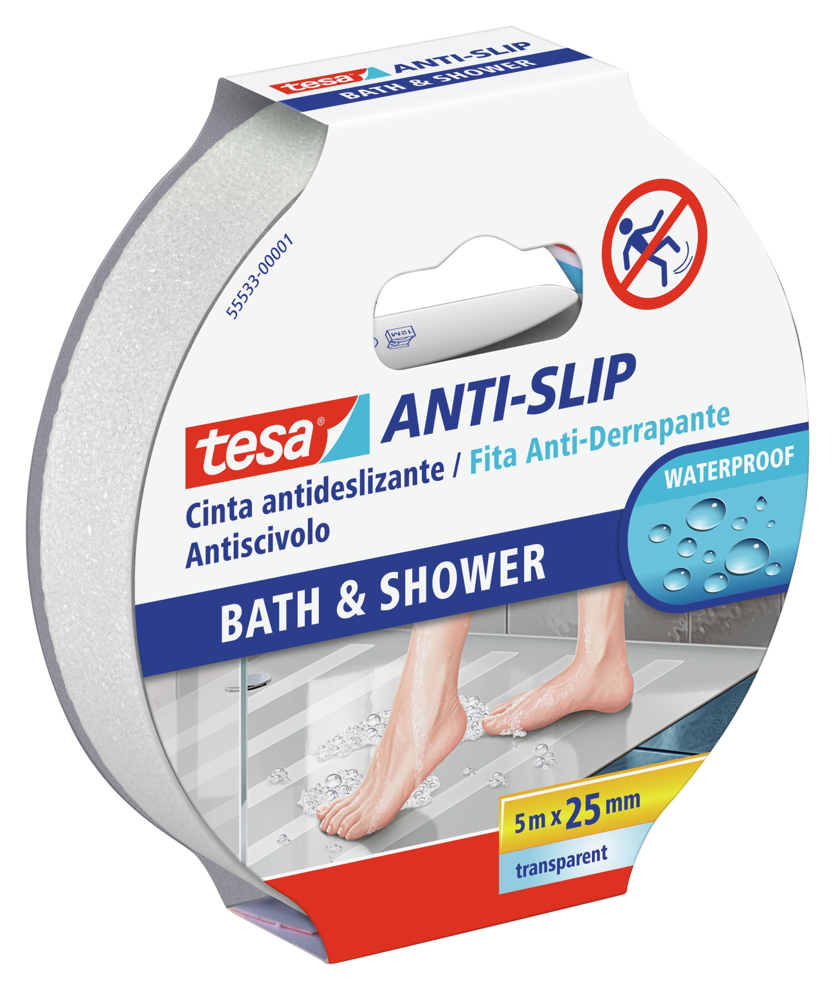 Anti slip bath & shower 5mx25mm Cinta antideslizante para baño Transparente