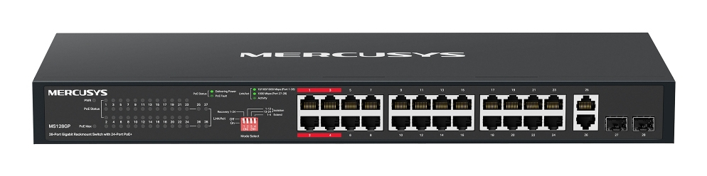 MS128GP switch Gigabit Ethernet (10/100/1000) Energía sobre Ethernet (PoE) 1U Negro