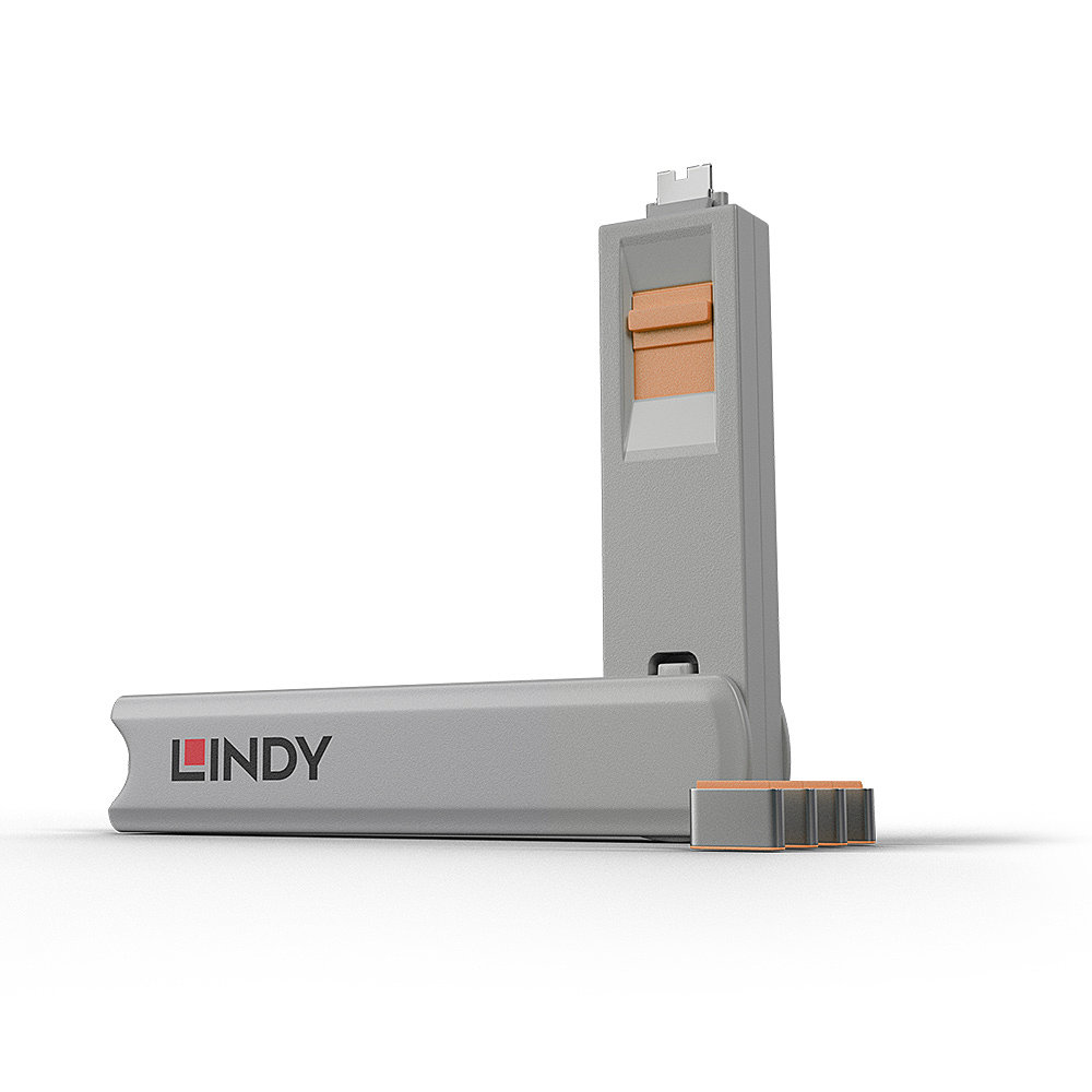 40428 bloqueador de puerto Llave de bloqueador de puerto USB Tipo C Gris, Naranja 4 pieza(s)
