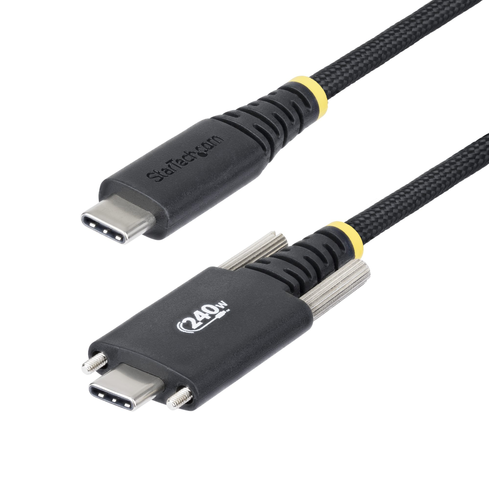 Cable de Carga USB-C de 2m con Fijación por Tornillo Lateral - Cable Cargador USB Tipo C - PD EPR 240W 5A - Cable Cargador USB 2.0 de Servicio Pesado - Certificado USB-IF