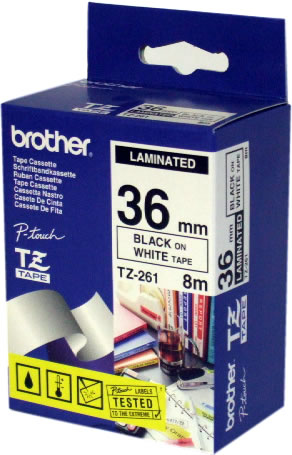 TZ-261 cinta para impresora de etiquetas Negro sobre blanco