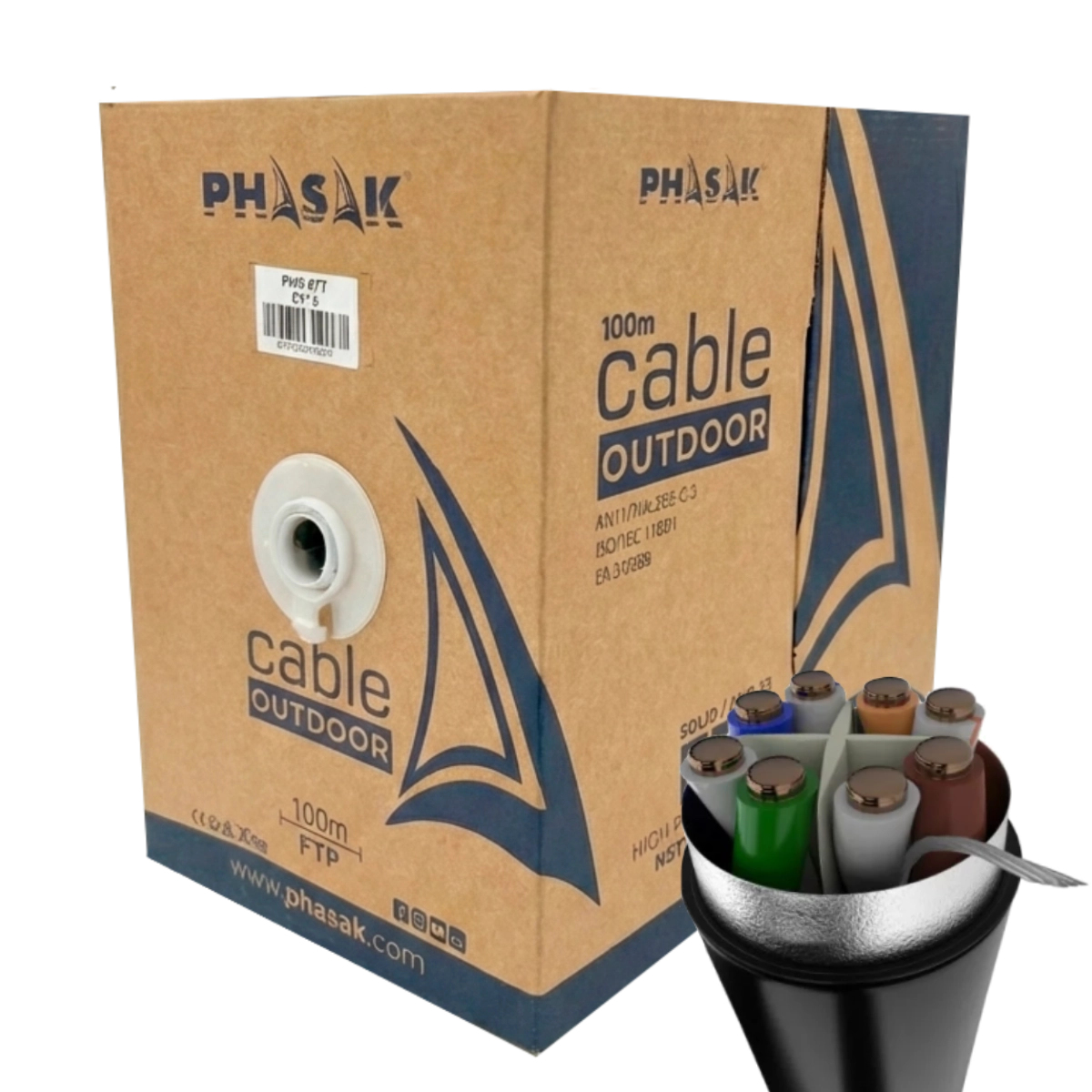 Bobina de cable de red FTP Cat.6 exterior CCA AWG23 100 m  PHR 671