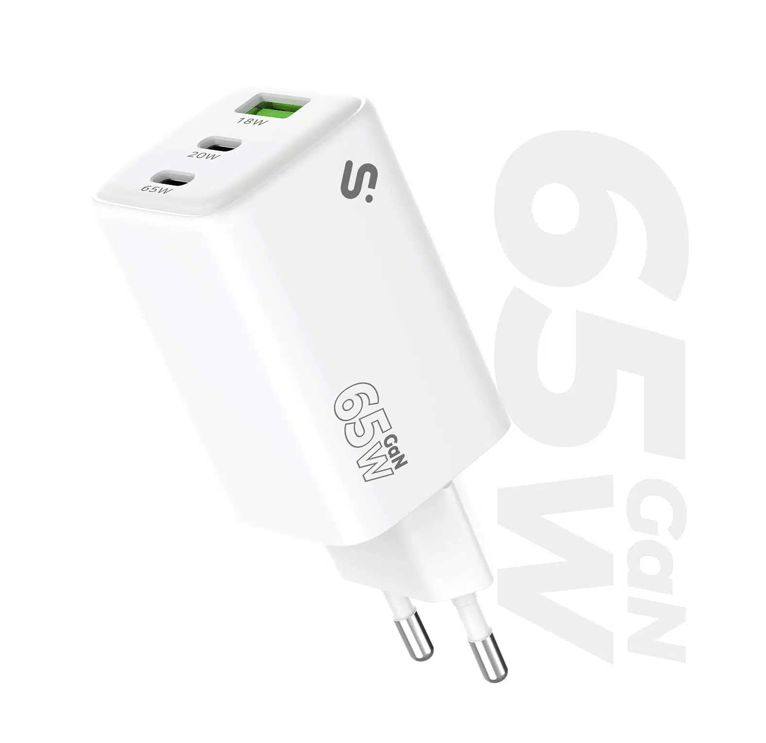 Cargador GaN 65W USB-C + USB-C + USB-A