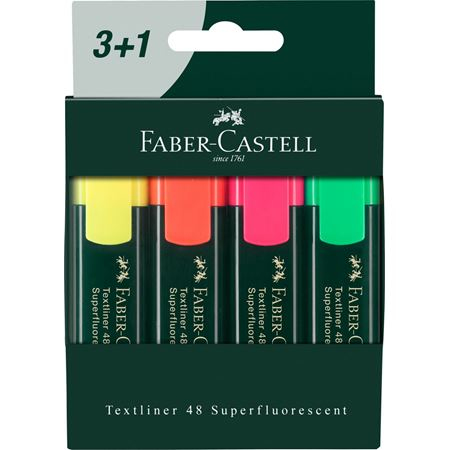 Textliner 48 rotulador de punta fina Fino Verde, Naranja, Rosa, Amarillo 4 pieza(s)