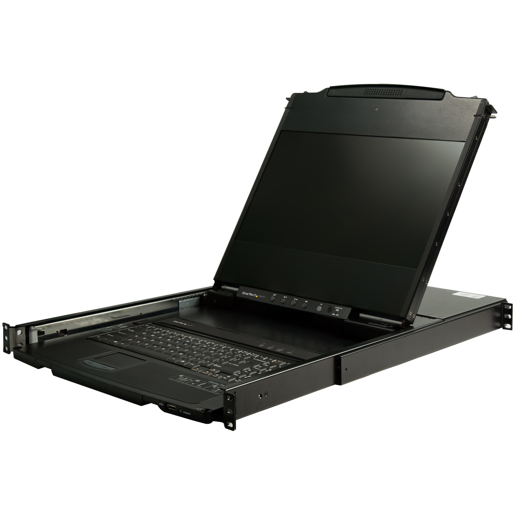 Consola KVM de Doble Carril HD 1080p para Rack de Servidores - Teclado QWERTY - KVM de 1 Puerto DVI/VGA con Monitor LCD de 17" - Switch KVM 1U con Cables - USB - MTBF 44230
