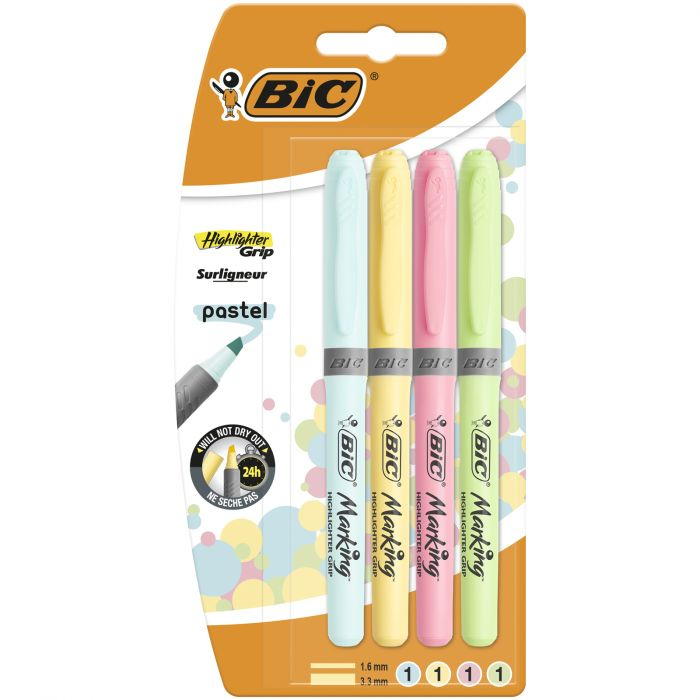 Highlighter Grip Pastel marcador 4 pieza(s) Azul, Verde, Rosa, Amarillo Punta de cincel