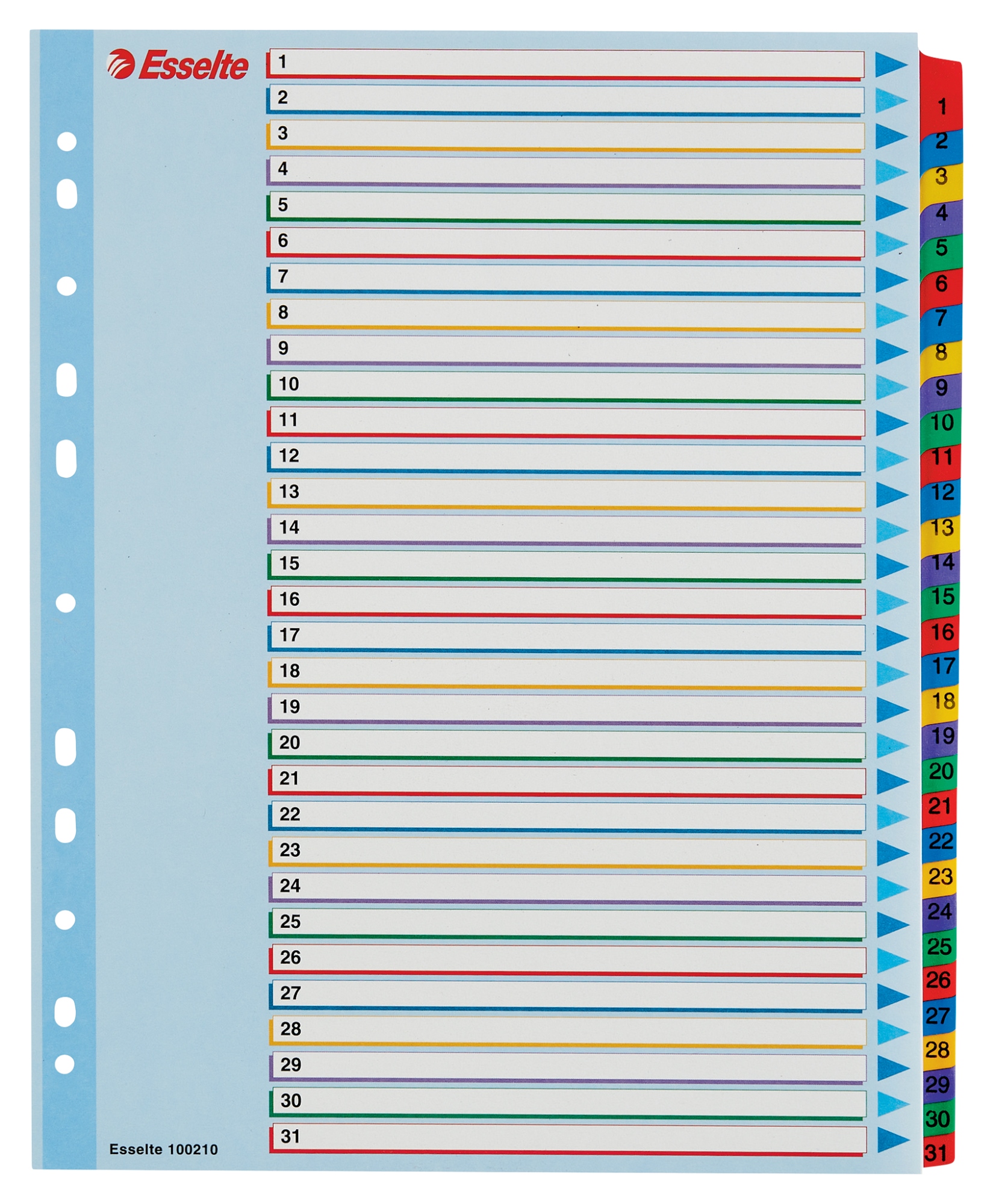 100210 lengüeta de índice Separador numérico con pestaña Cartón Multicolor