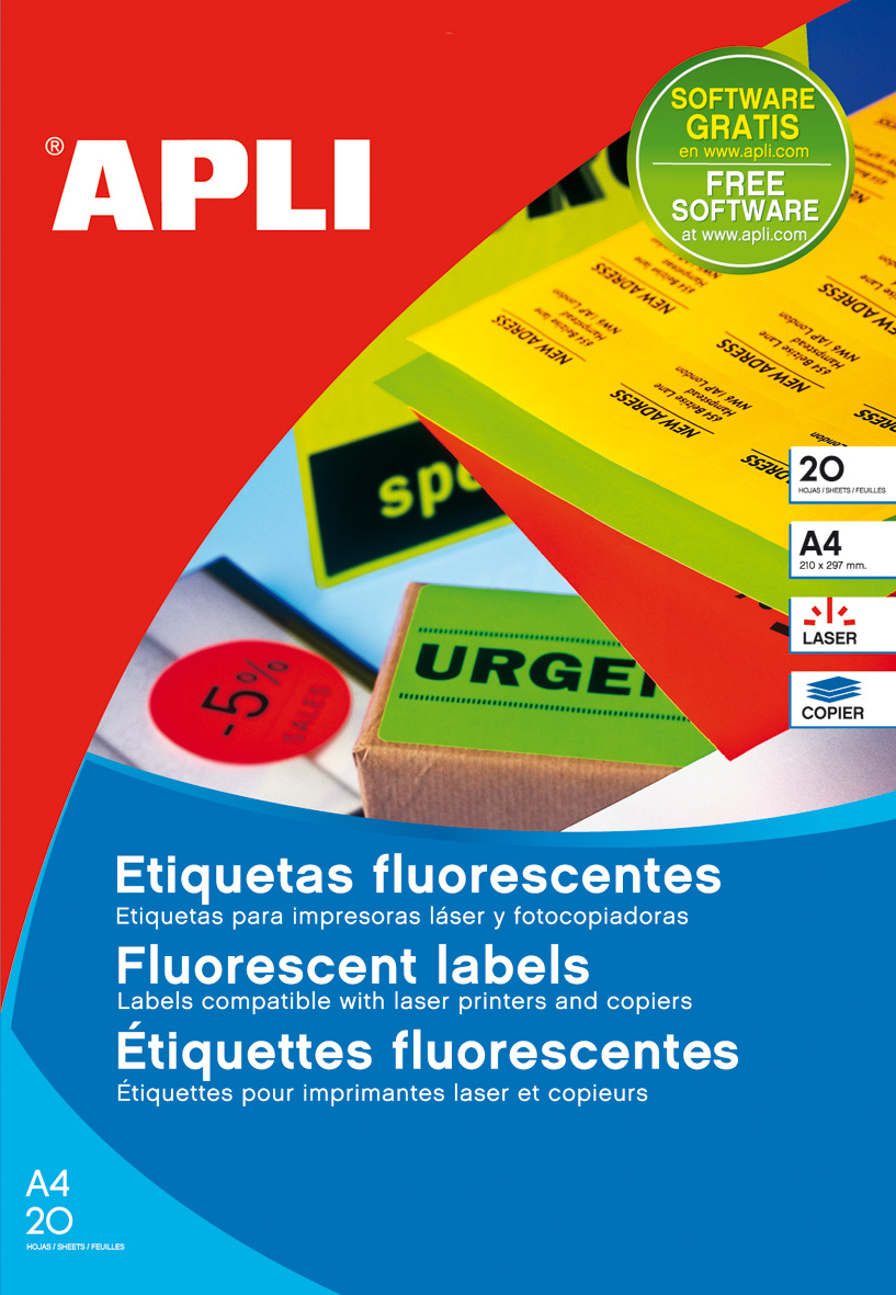 02880 etiqueta autoadhesiva Rectángulo Permanente Rojo 20 pieza(s)