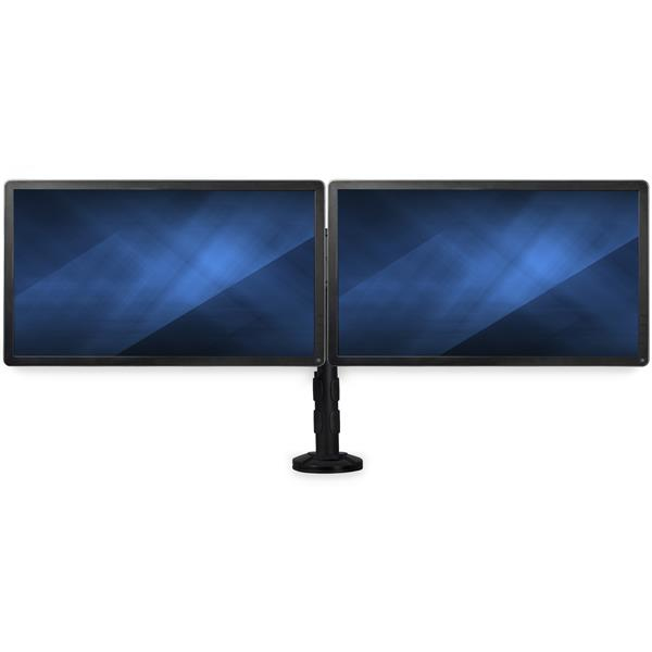 Brazo para Escritorio de Dos Monitores hasta 27" (8Kg) - con Barra Horizontal - Soporte de Mordaza/Ojal para Escritorio