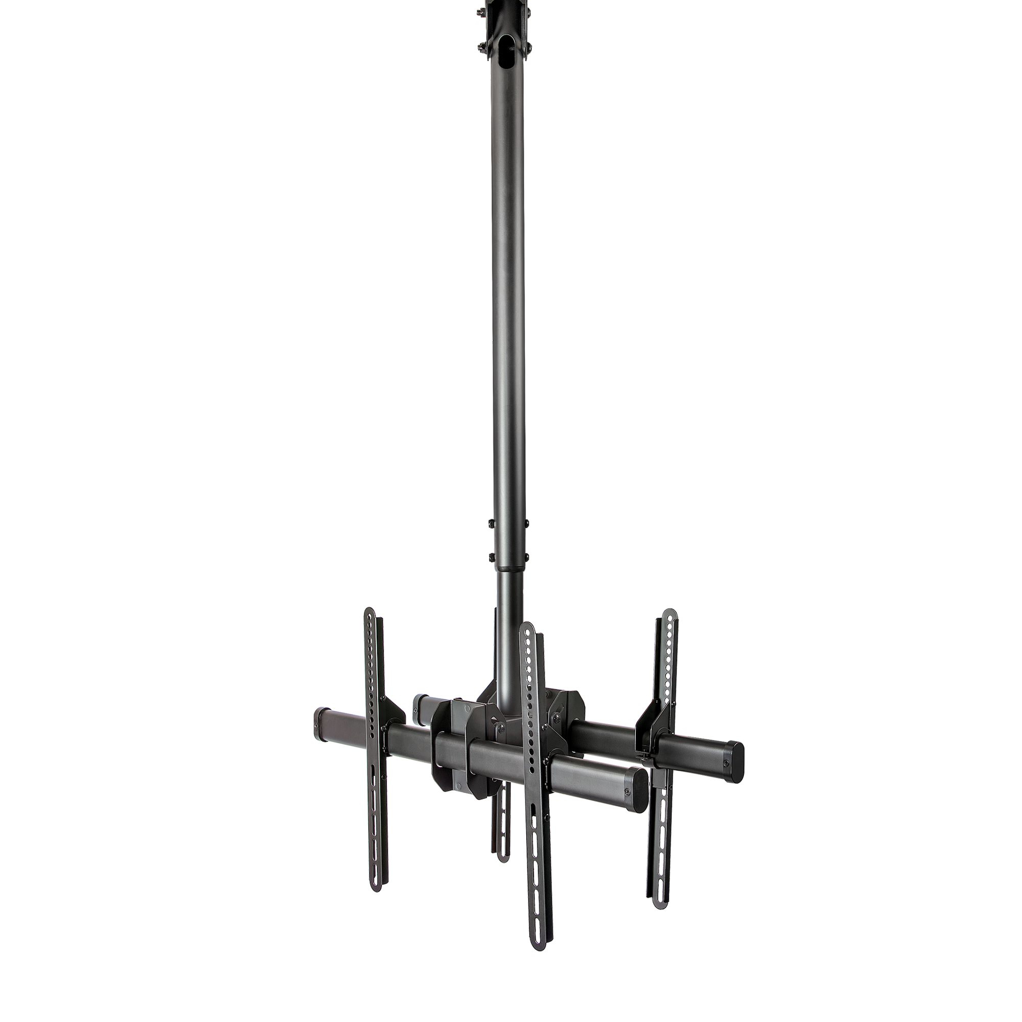 Soporte de Techo para 2 TV - Soporte de Cielo Raso para 2 TV de Espalda a Espalda con Mástil Telescópico Ajustable - Giro Inclinación y Rotación - Soporte VESA para Pantallas de 32" a 75"