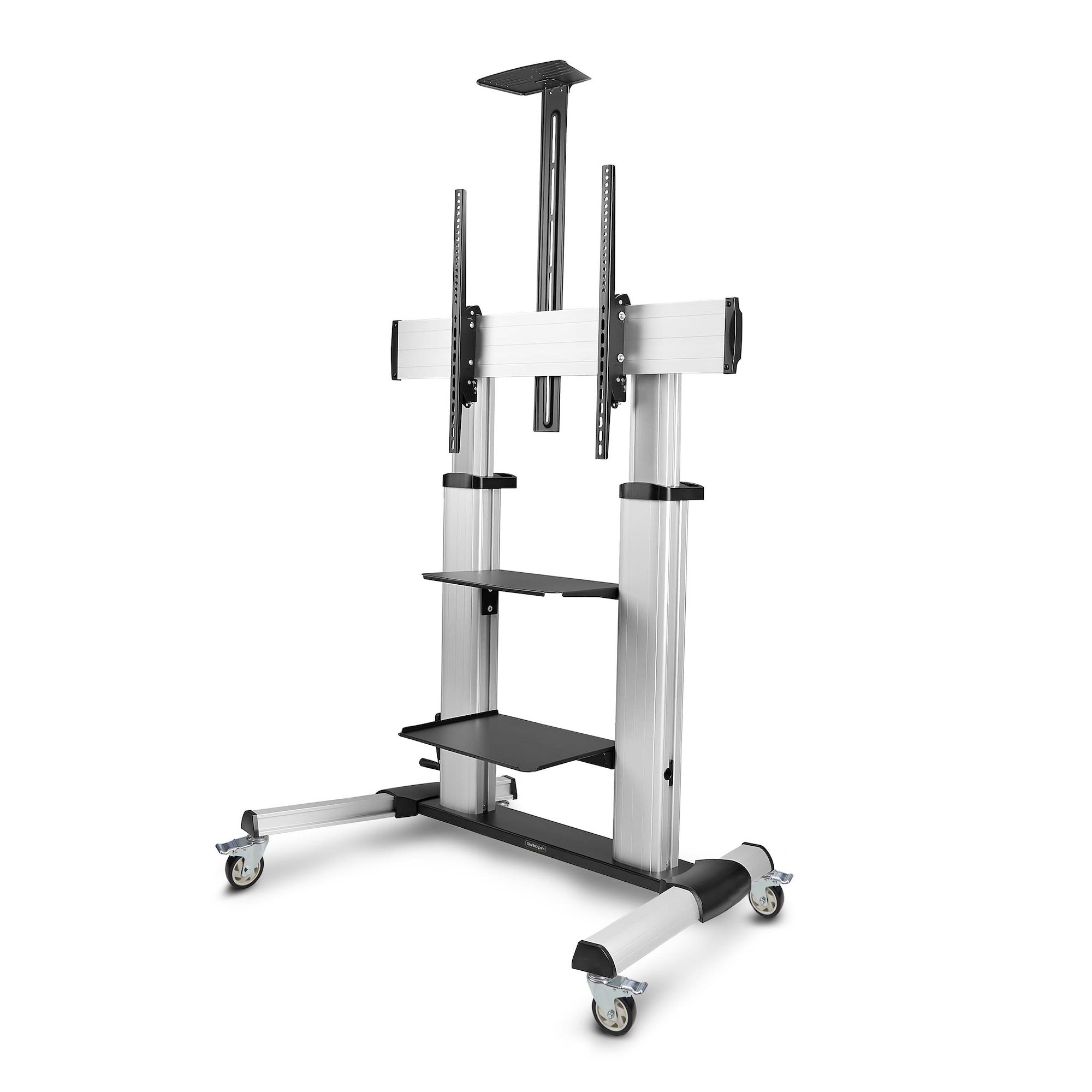 Carrito Soporte Móvil con Ruedas para TV de Pantalla Plana de 60 a 100 Pulgadas o 100kg - Soporte Rodante Ajustable en Altura para Televisor LCD