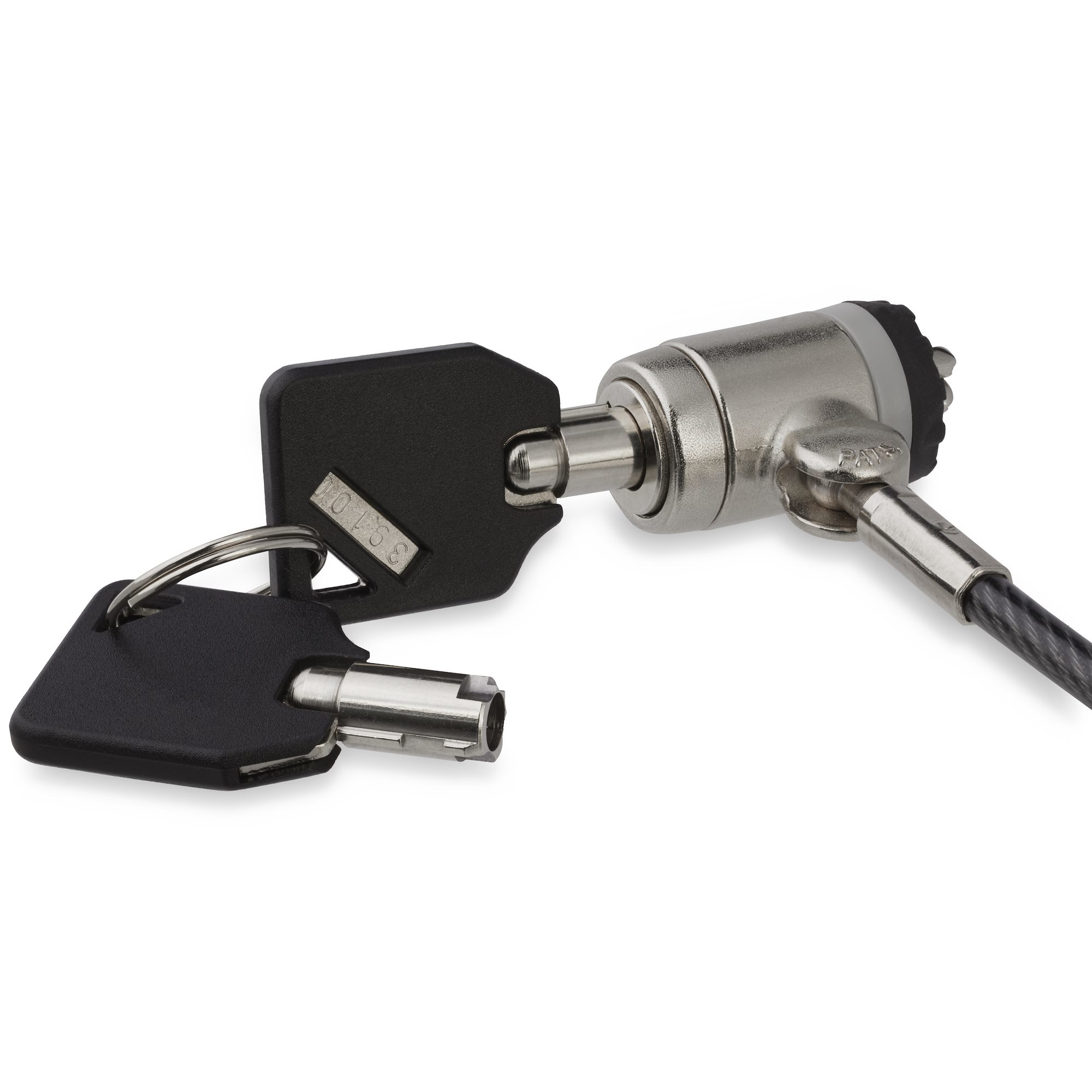 Cable de Acero Cubierto con Vinilo de 2m con Candado con Llave - Cable de Seguridad para Ordenadores de Sobremesa, Portátiles y Otros - K-SLot - Cable con Seguro
