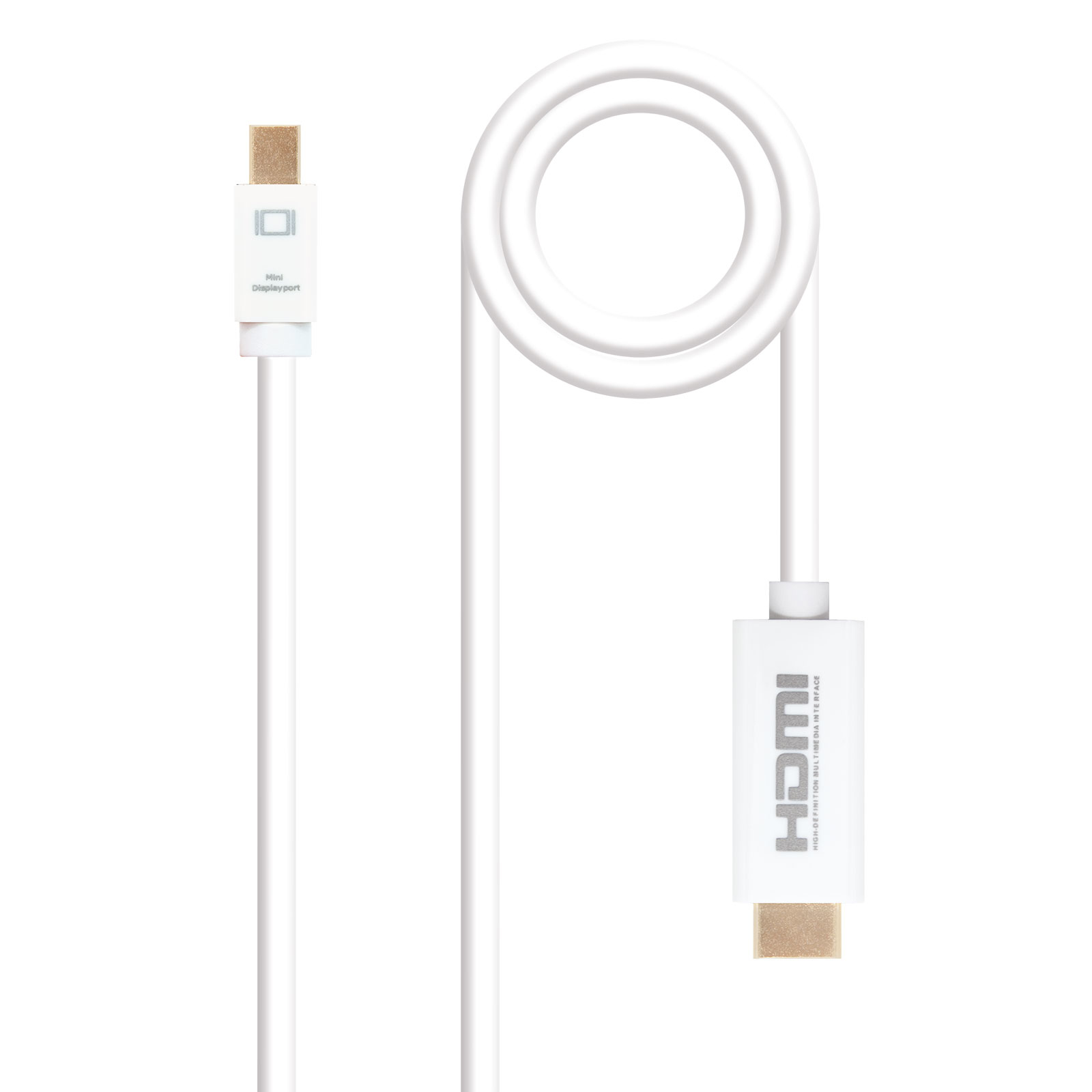 Cable conversor Mini DP a HDMI, Mini DP/M - HDMI/M, Blanco, 2.0 M