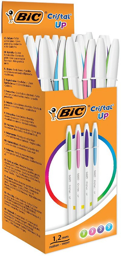 Cristal Up Azul, Verde, Rosa, Púrpura Bolígrafo de punta retráctil con pulsador Medio 20 pieza(s)