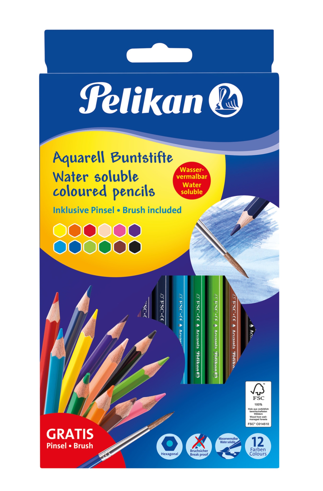 700672 lápiz de color Negro, Azul, Marrón, Verde, Azul claro, Verde claro, Naranja, Melocotón, Rosa, Rojo, Violeta, Amarillo 12 pieza(s)