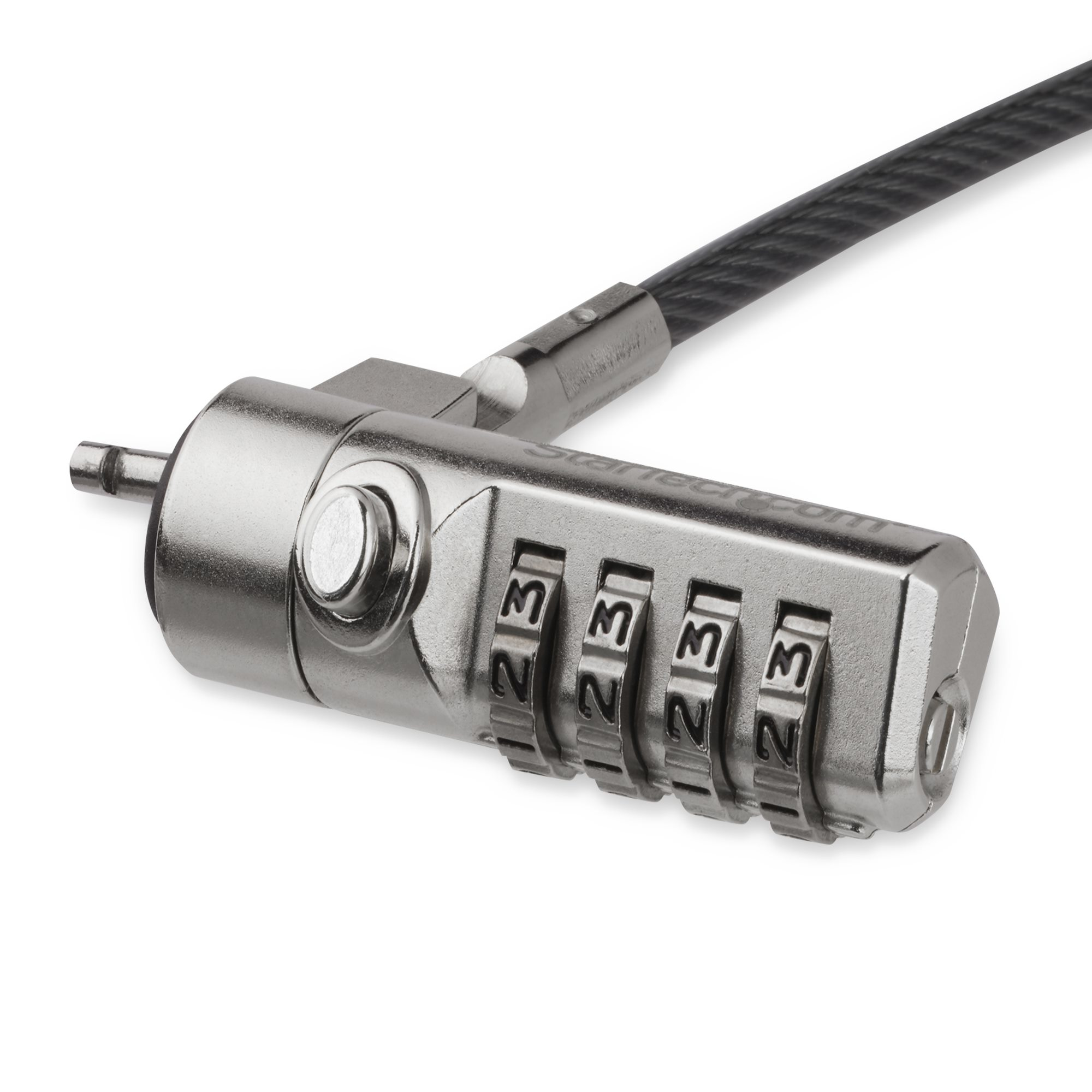 Cable de 2m con Candado de Seguridad de Combinación - con 4 Dígitos - Cable Antirrobo para K-Slot de Seguridad para Ordenadores Portátiles o Monitores - Cable de Acero Recubierto de Vinilo