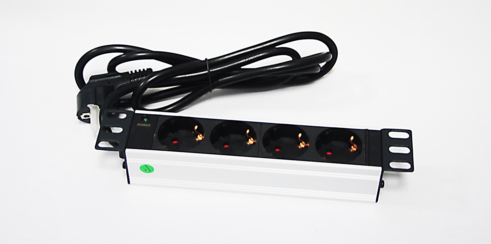 Regleta 10" 4 Tomas unidad de distribución de energía (PDU) 4 salidas AC 1U Negro