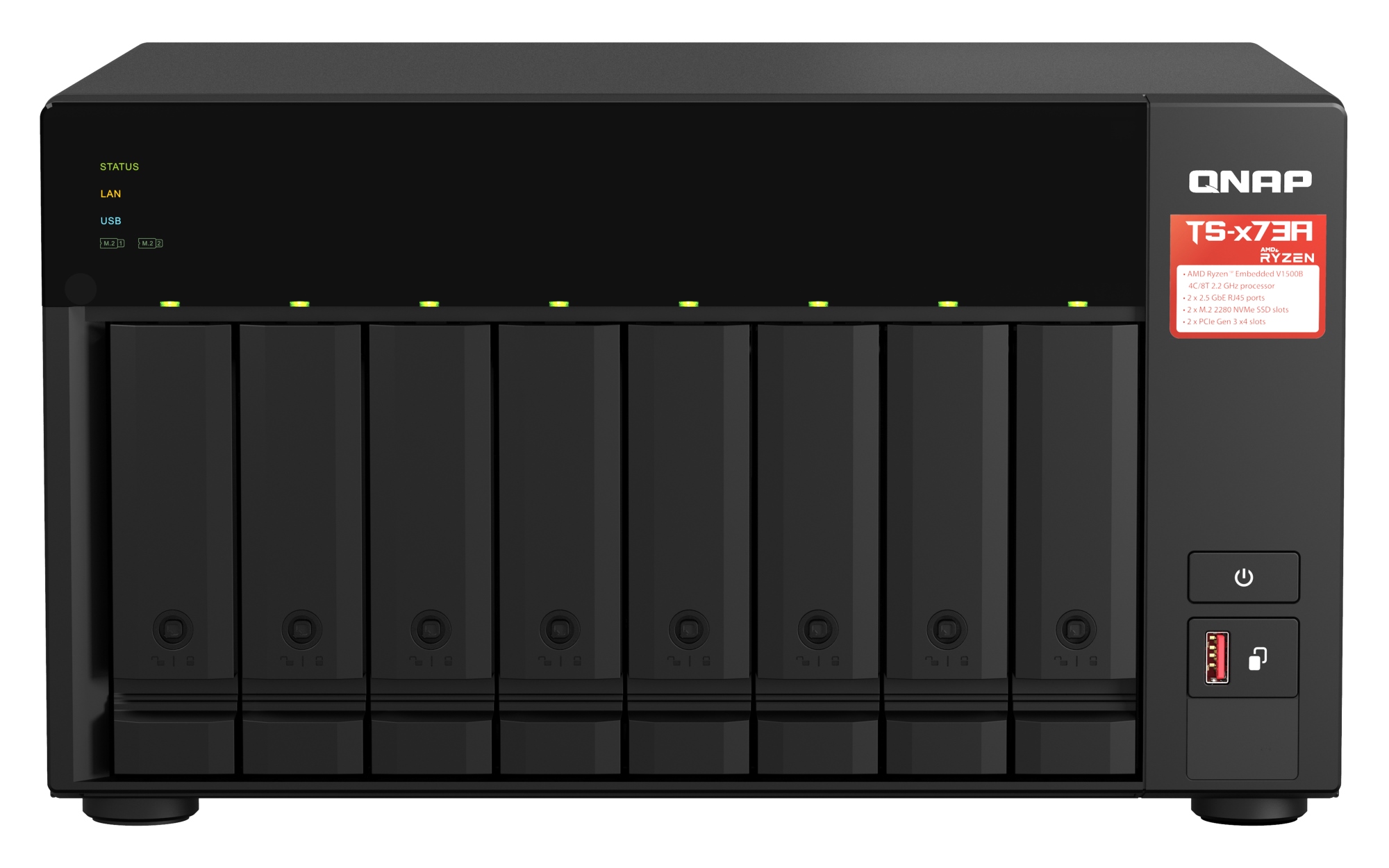 TS-873A NAS Torre Ryzen Embedded V1500B 8 GB DDR4 0 TB QNAP Turbo System Negro