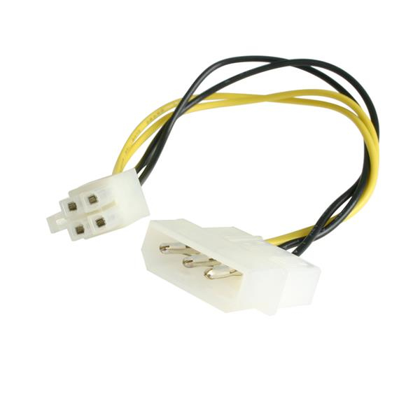 Cable Adaptador de 15cm LP4 a P4 Auxiliar de Alimentación - ATX LP4 a 4 Pines - Convertidor Molex a P4 - LP4 a P4