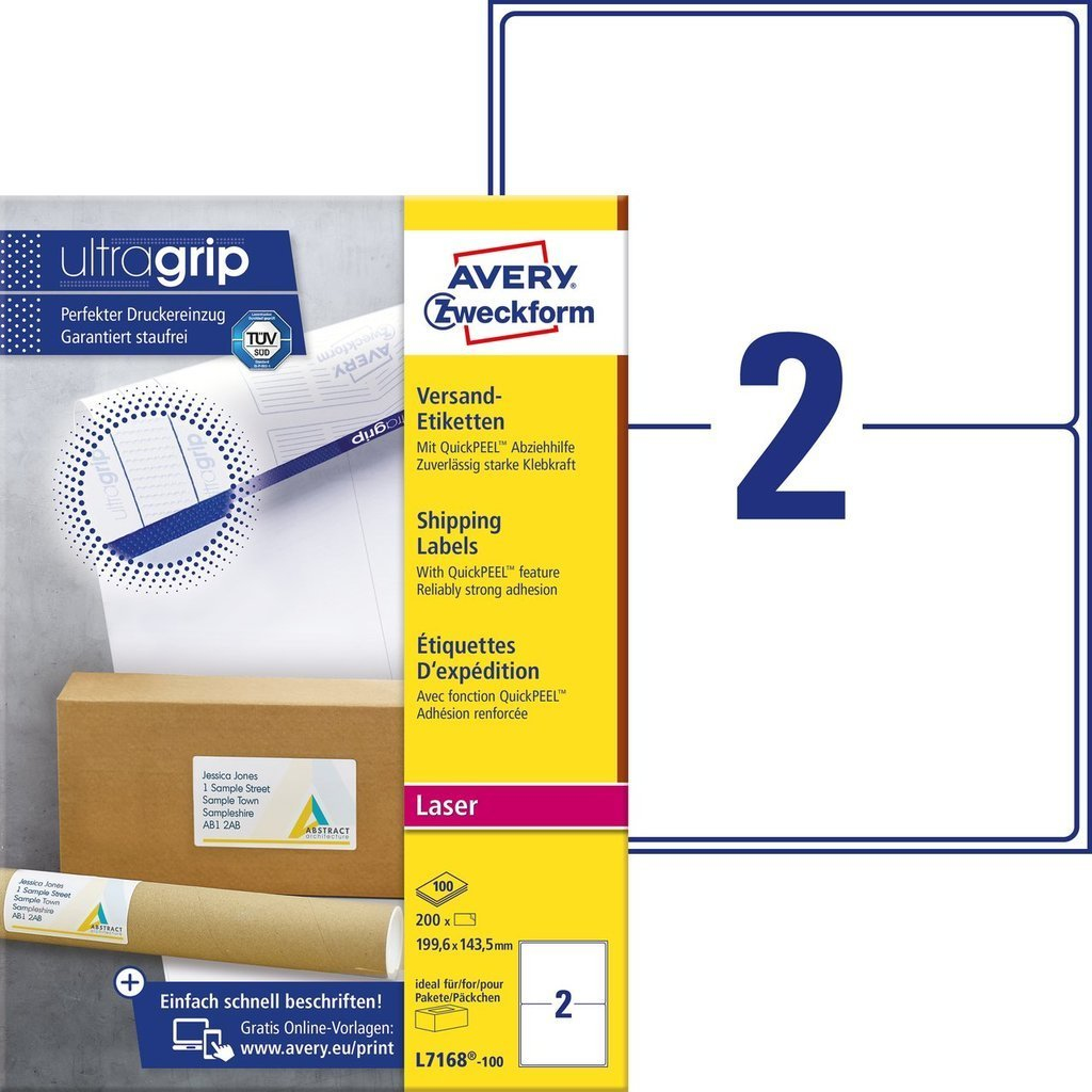 L7168-100 etiqueta autoadhesiva Rectángulo Permanente Blanco 200 pieza(s)