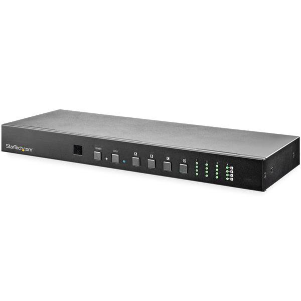 Switch Multiplicador de Vídeo HDMI Matriz de 4x4 con Audio y Control por Ethernet - Vídeo de 4K a 60Hz - Divisor HDMI 2.0 de Montaje en Rack con Mando a Distancia