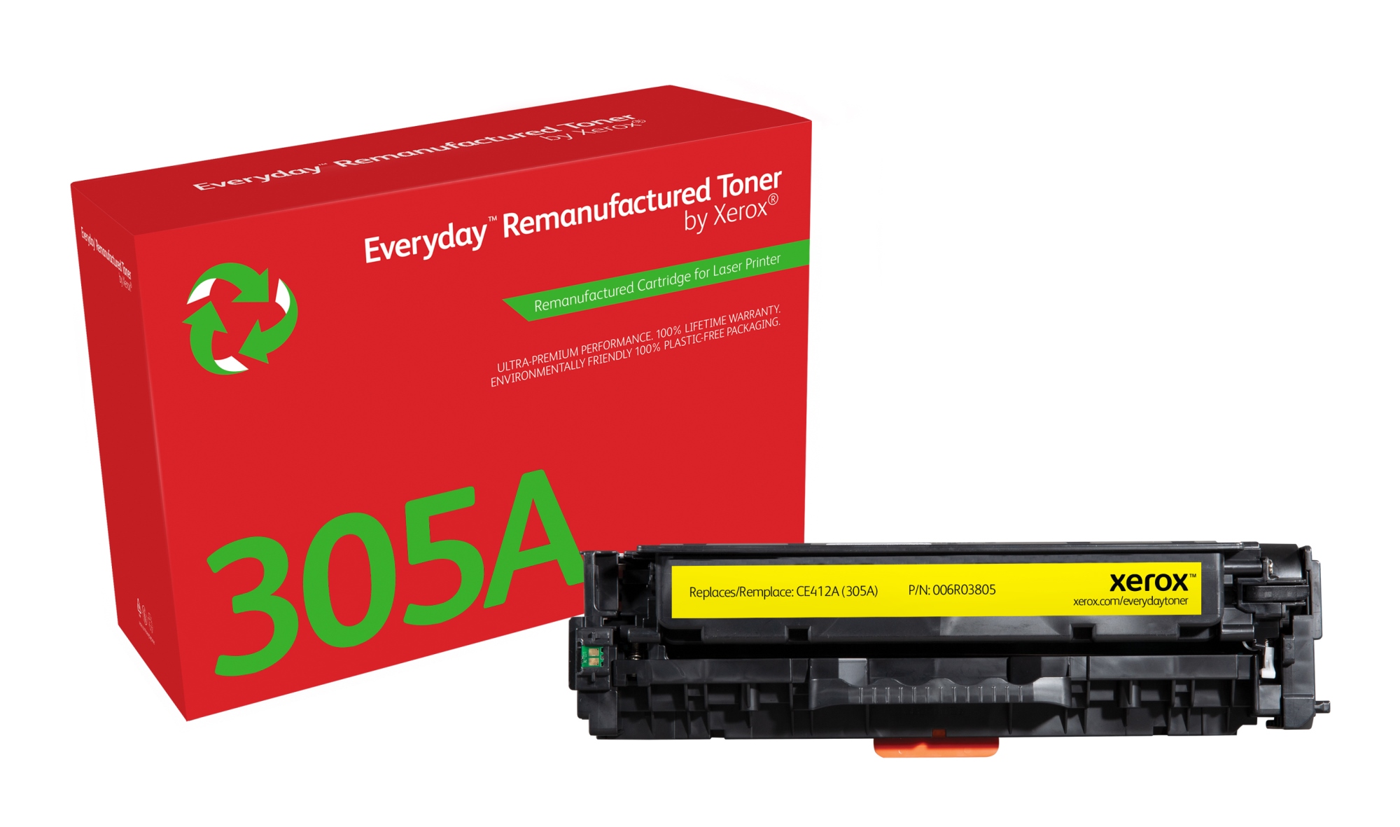 Everyday Tóner Everyday Amarillo remanufacturado de Xerox es compatible con HP 305A (CE412A), Capacidad estándar