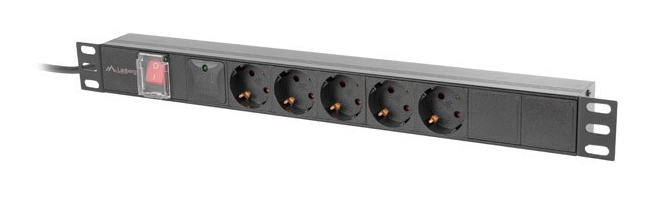 PDU-05F-0200-BK unidad de distribución de energía (PDU) 5 salidas AC 1U Negro