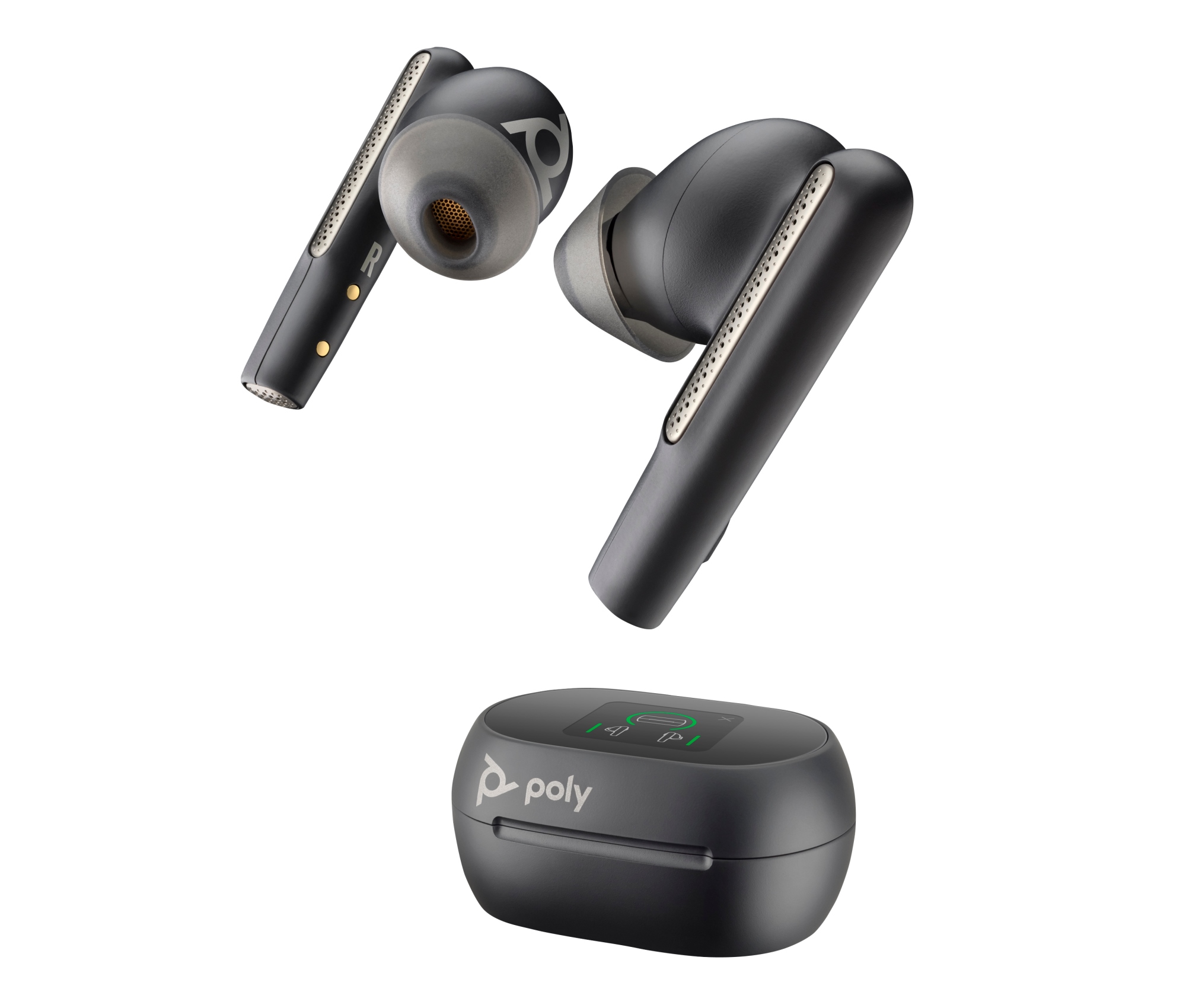 Intrauriculares Poly Voyager Free 60+ UC M color Negro Carbono +Adaptador USB-C BT700 +Estuche de carga con pantalla táctil