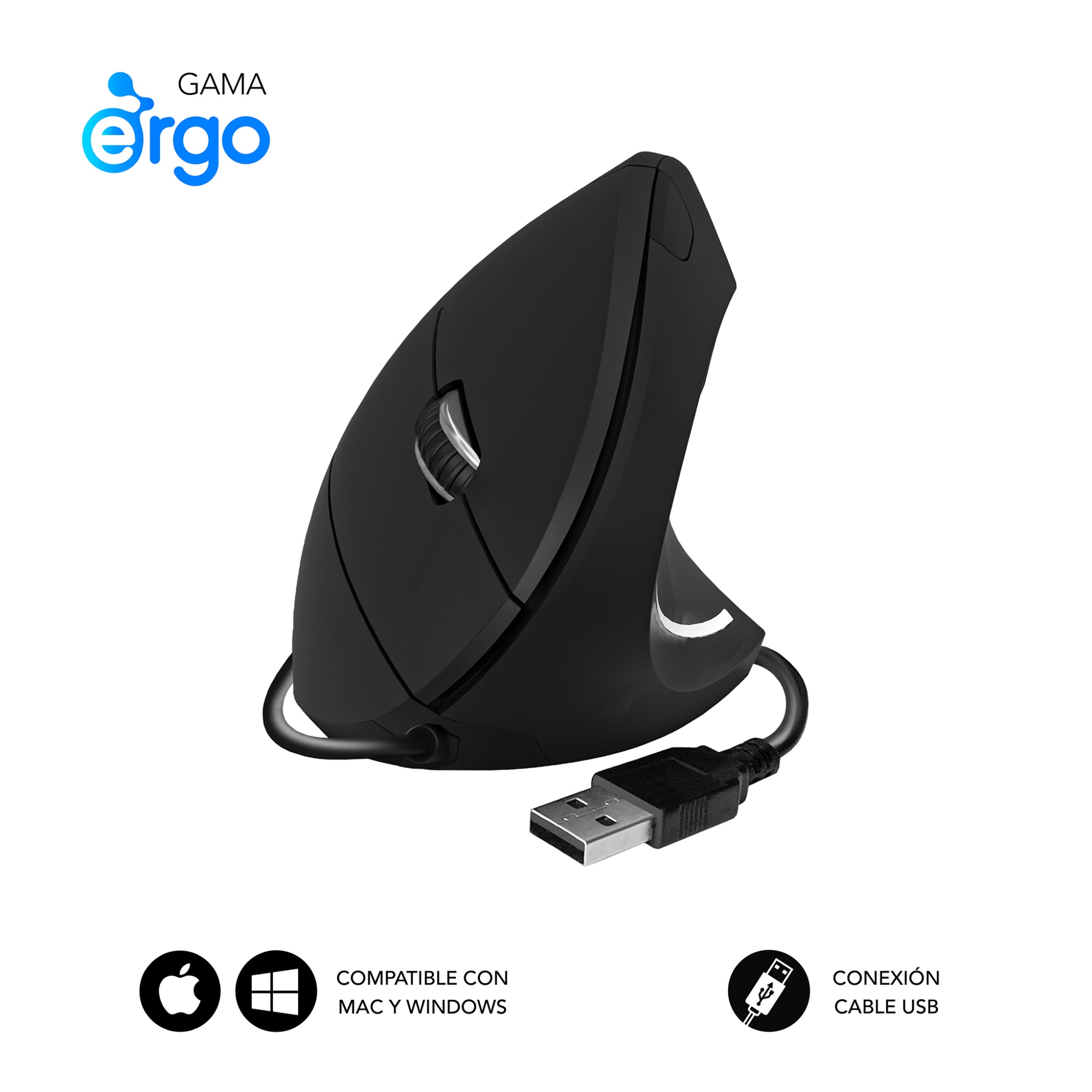 Ratón GLIDE VERTICAL ERGO WIRED MOUSE BLACK
