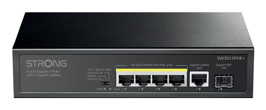 SW5011POE+ switch Gigabit Ethernet (10/100/1000) Energía sobre Ethernet (PoE) Montaje en pared/escritorio Negro