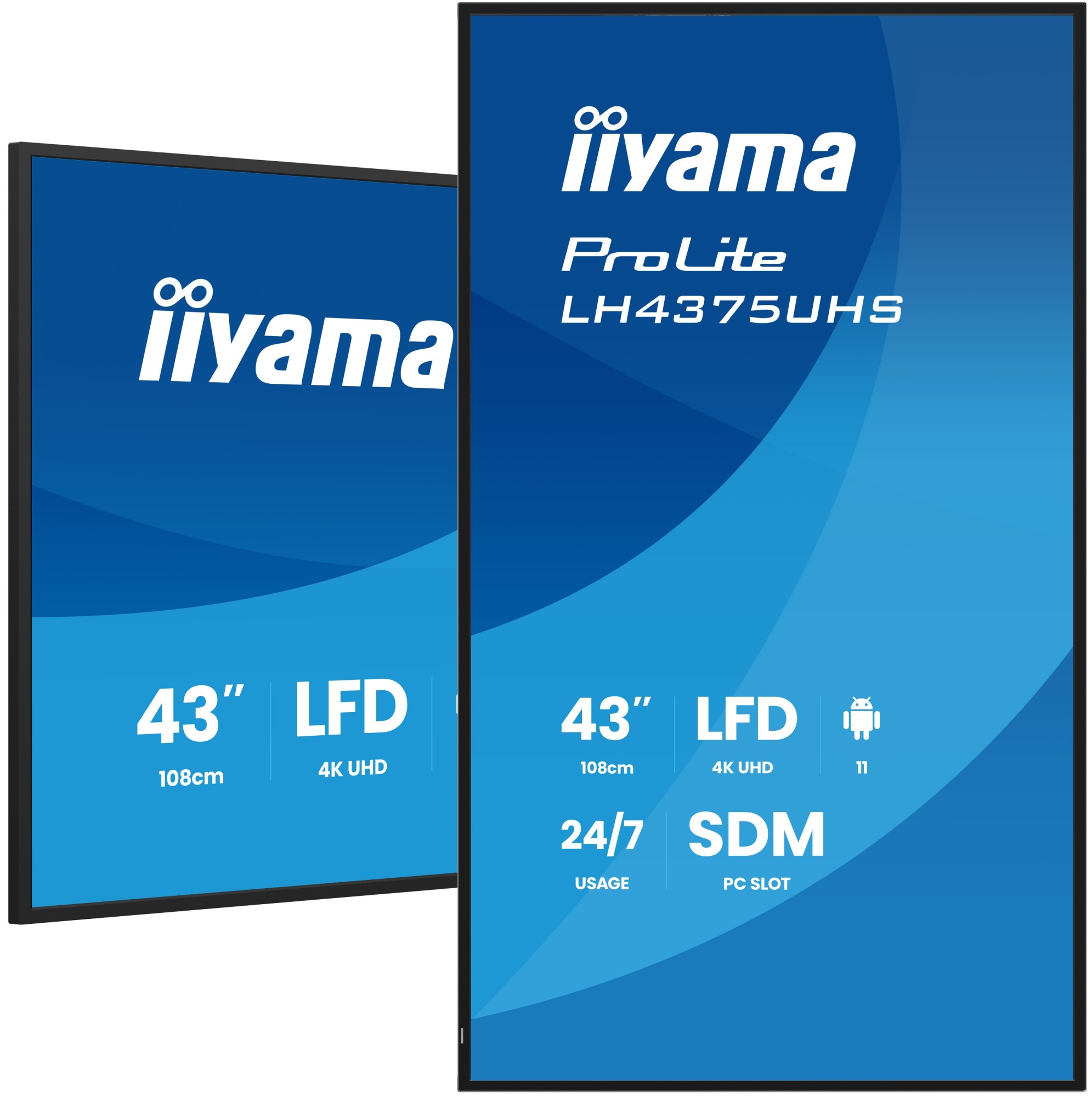 LH4375UHS-B2AG pantalla de señalización Pantalla plana para señalización digital 108 cm (42.5") LCD Wifi 500 cd / m² 4K Ultra HD Negro Procesador incorporado Android 11 24/7