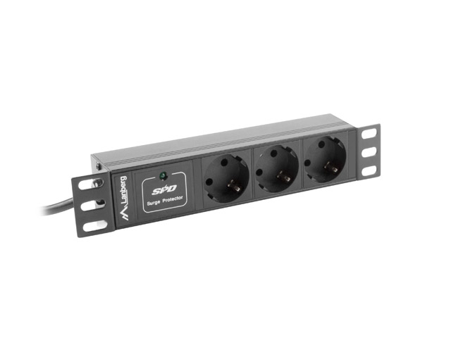 PDU-03F-0200-BK unidad de distribución de energía (PDU) 3 salidas AC 1U Negro