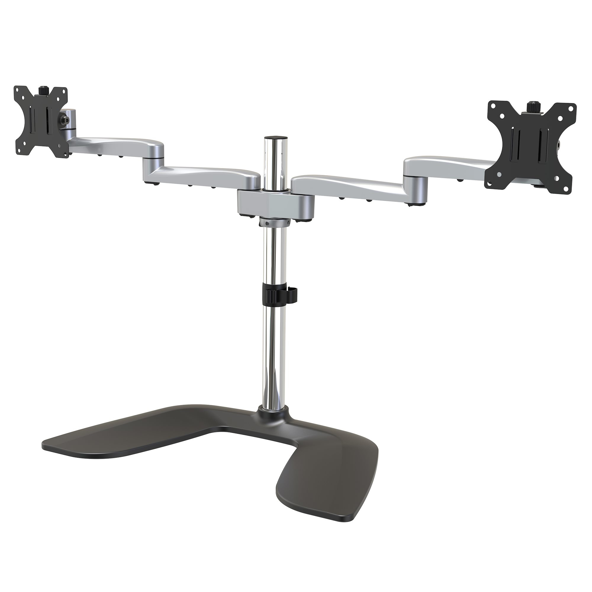 Soporte VESA de Escritorio para Dos Monitores - Soporte Ergonómico para Pantallas hasta 32" (8Kg) con Montaje VESA - Soporte Articulado Autoportante - Altura ajustable - Plata