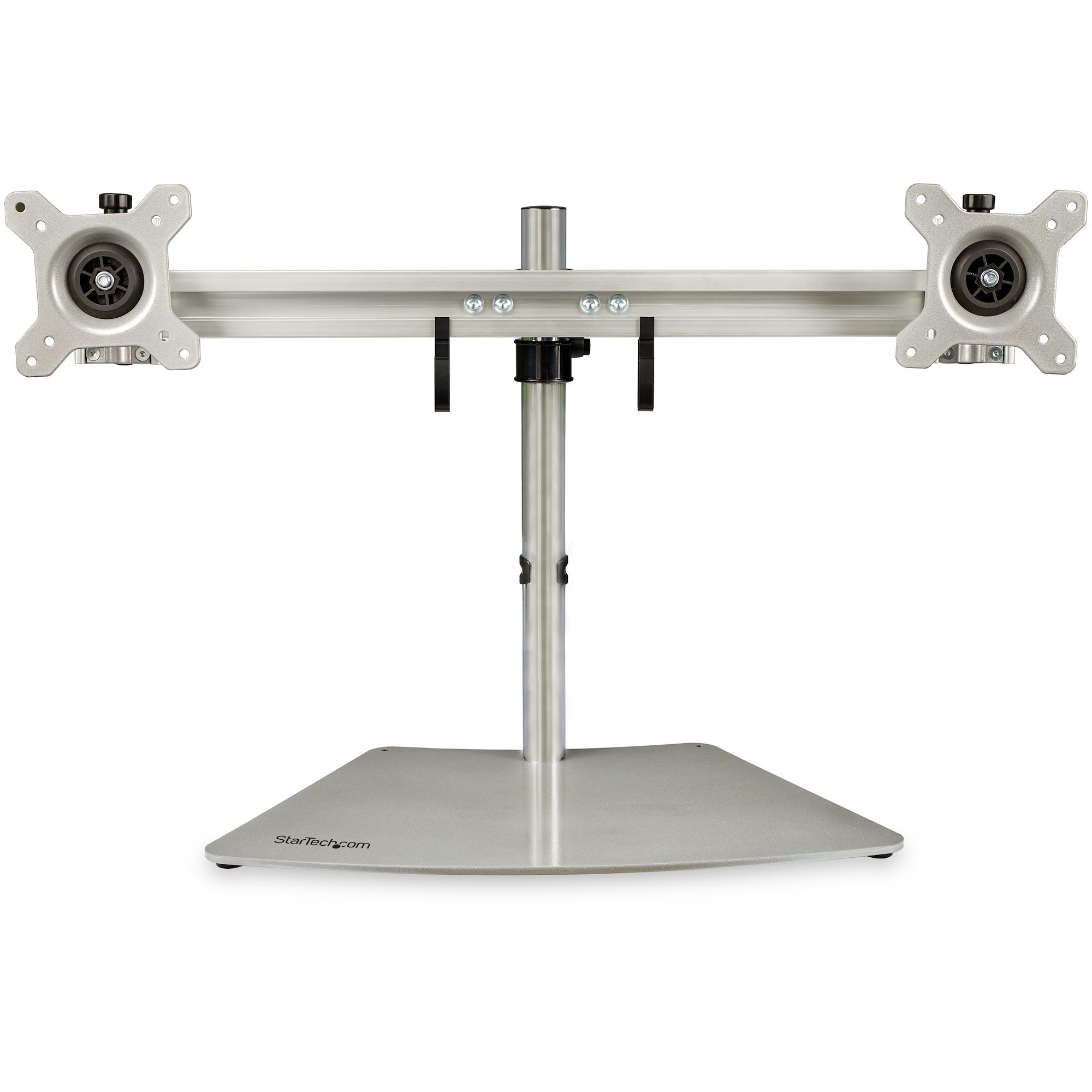 Soporte VESA para 2 Monitores - Soporte Ergonómico de Sobremesa para 2 monitores de 24" (8Kg) con Montaje VESA - con Base Independiente y Altura Ajustable- Soporte con Mástil - Plata