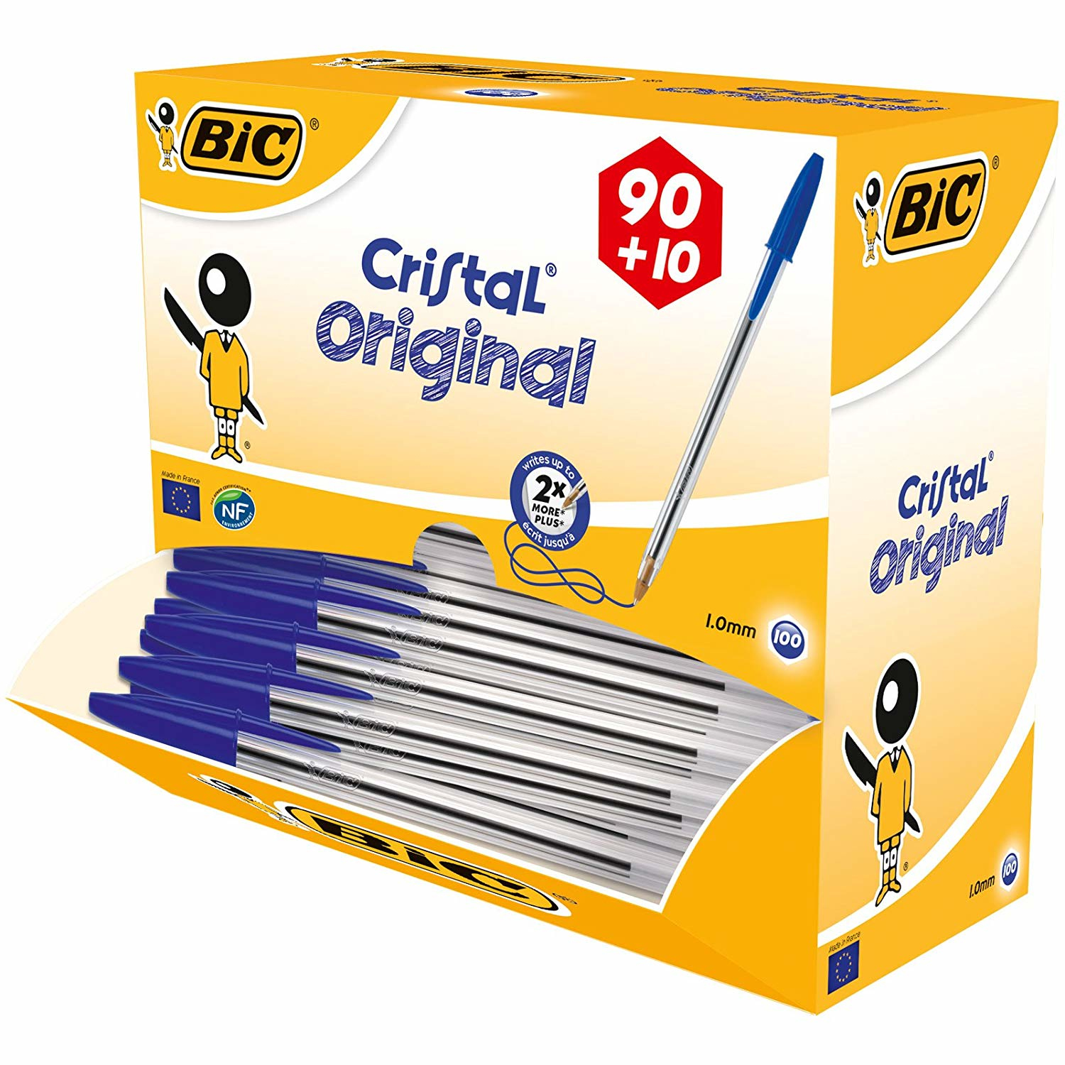Cristal Azul Bolígrafo Medio 100 pieza(s)