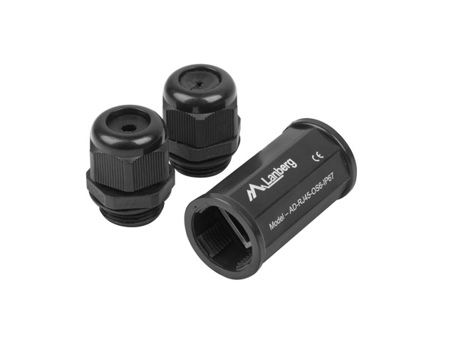 AD-RJ45-OS6-IP67 cambiador de género para cable RJ-45 Negro