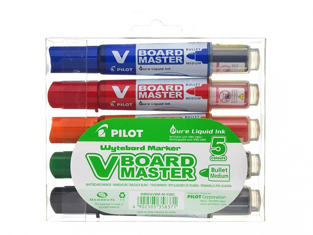 V-Board Master marcador 5 pieza(s) Punta redonda Negro, Azul, Verde, Naranja, Rojo