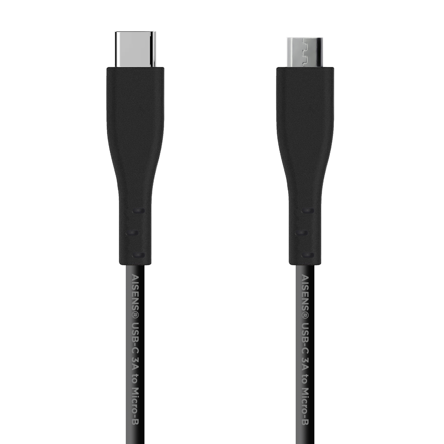 Cable USB 2.0 3A, tipo USB C/M - micro B/M, Negro, 1.0 m