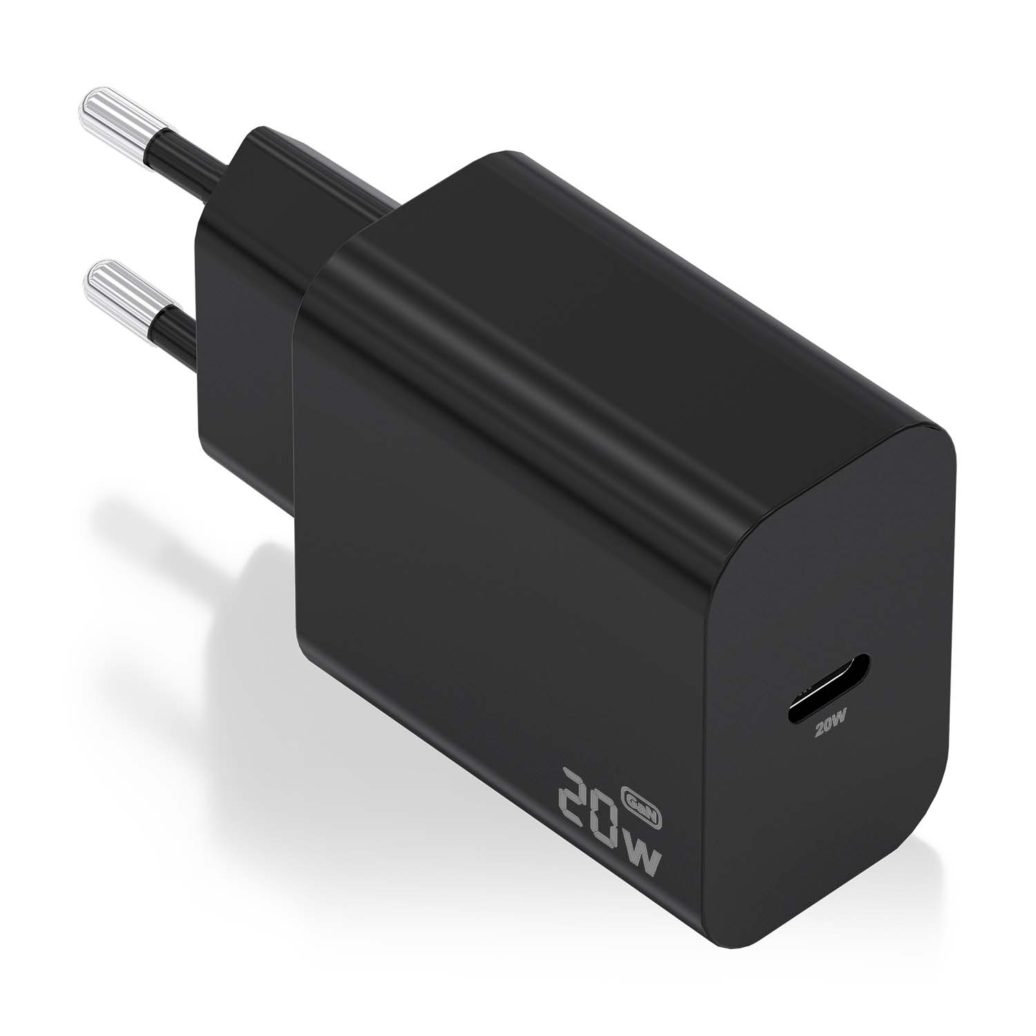 Cargador GaN 20W, 1xUSB-C PD3.0, Negro