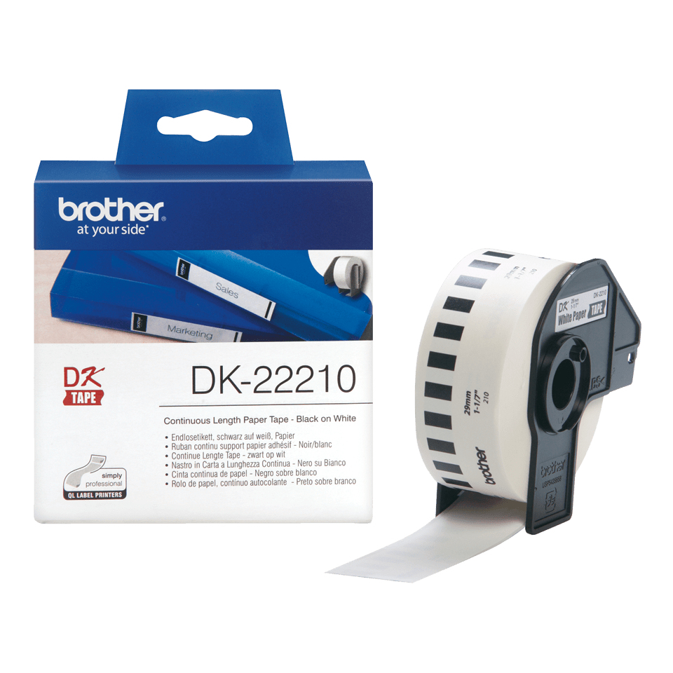 DK-22210 cinta para impresora de etiquetas Negro sobre blanco